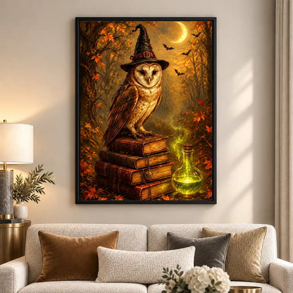 Witch Owl On Spell Books Wall Art 5