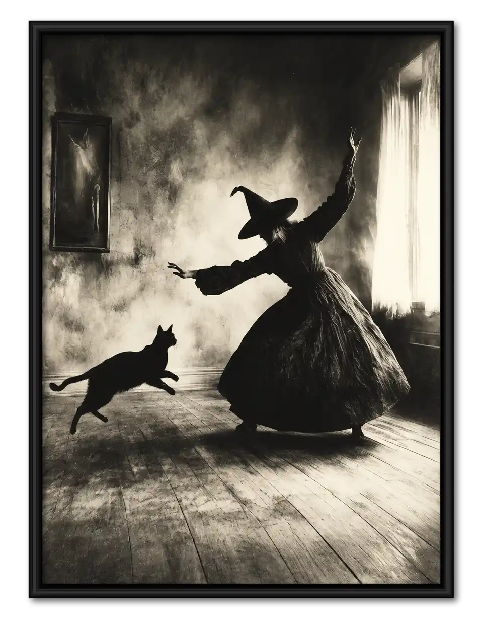 Witch Serving Coffee To Cat Wall Art 1