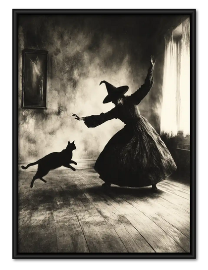 Witch Serving Coffee To Cat Wall Art