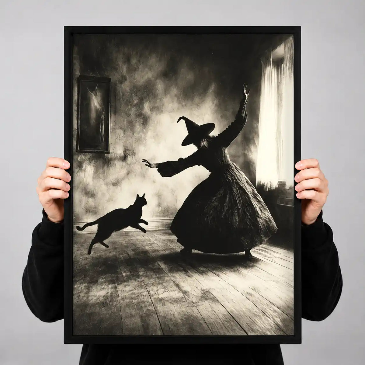 Witch Serving Coffee To Cat Wall Art 3