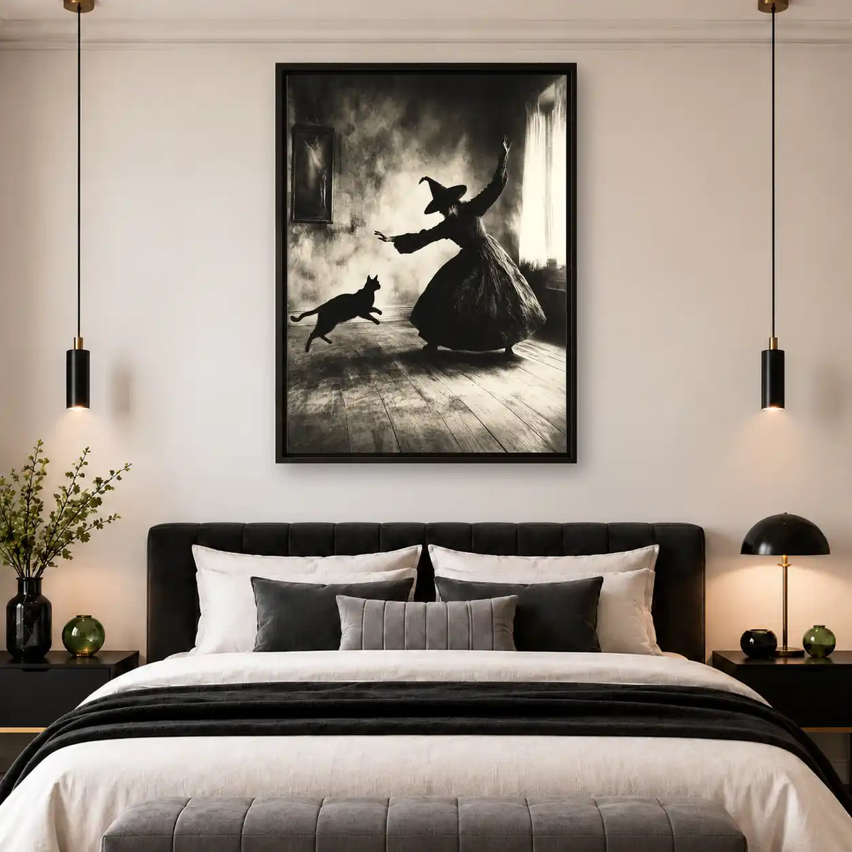 Witch Serving Coffee To Cat Wall Art 4