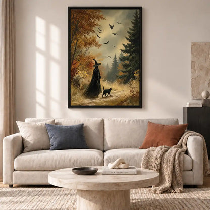 Witch Walking Through Autumn Forest Wall Art 2
