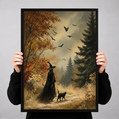 Witch Walking Through Autumn Forest Wall Art 3