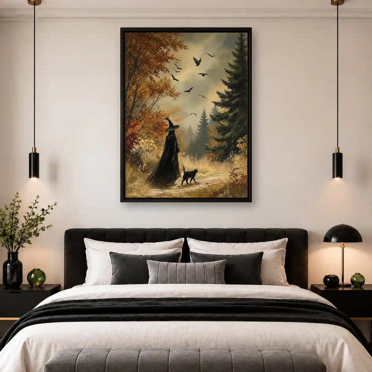 Witch Walking Through Autumn Forest Wall Art 4