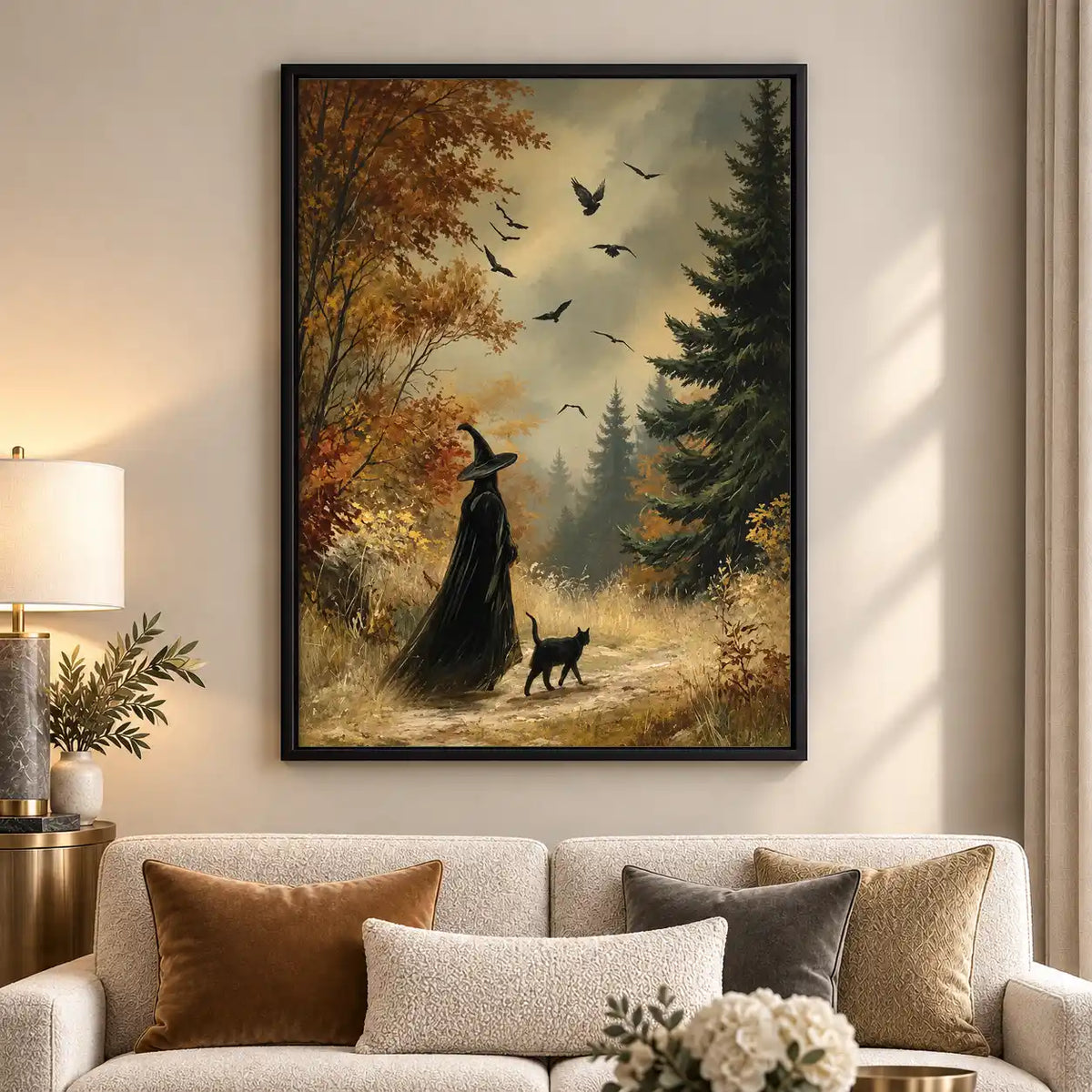 Witch Walking Through Autumn Forest Wall Art 5