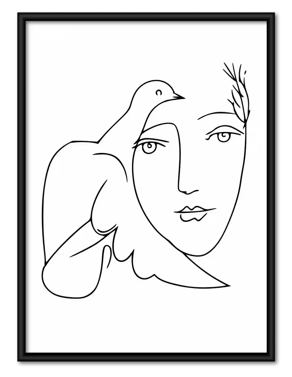 Woman And Peace Dove Line Art Wall Art 1