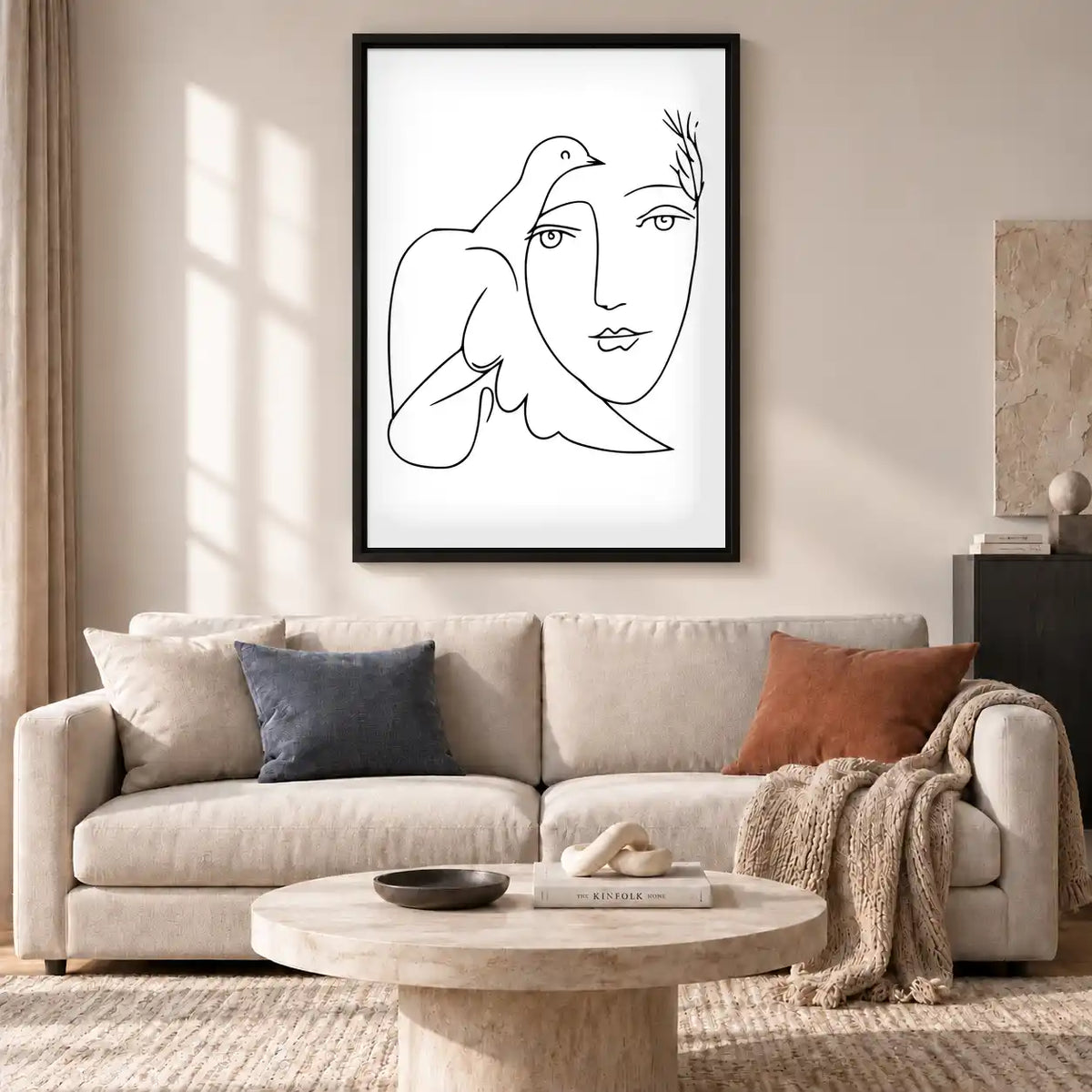 Woman And Peace Dove Line Art Wall Art 2