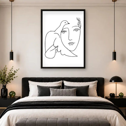 Woman And Peace Dove Line Art Wall Art 4