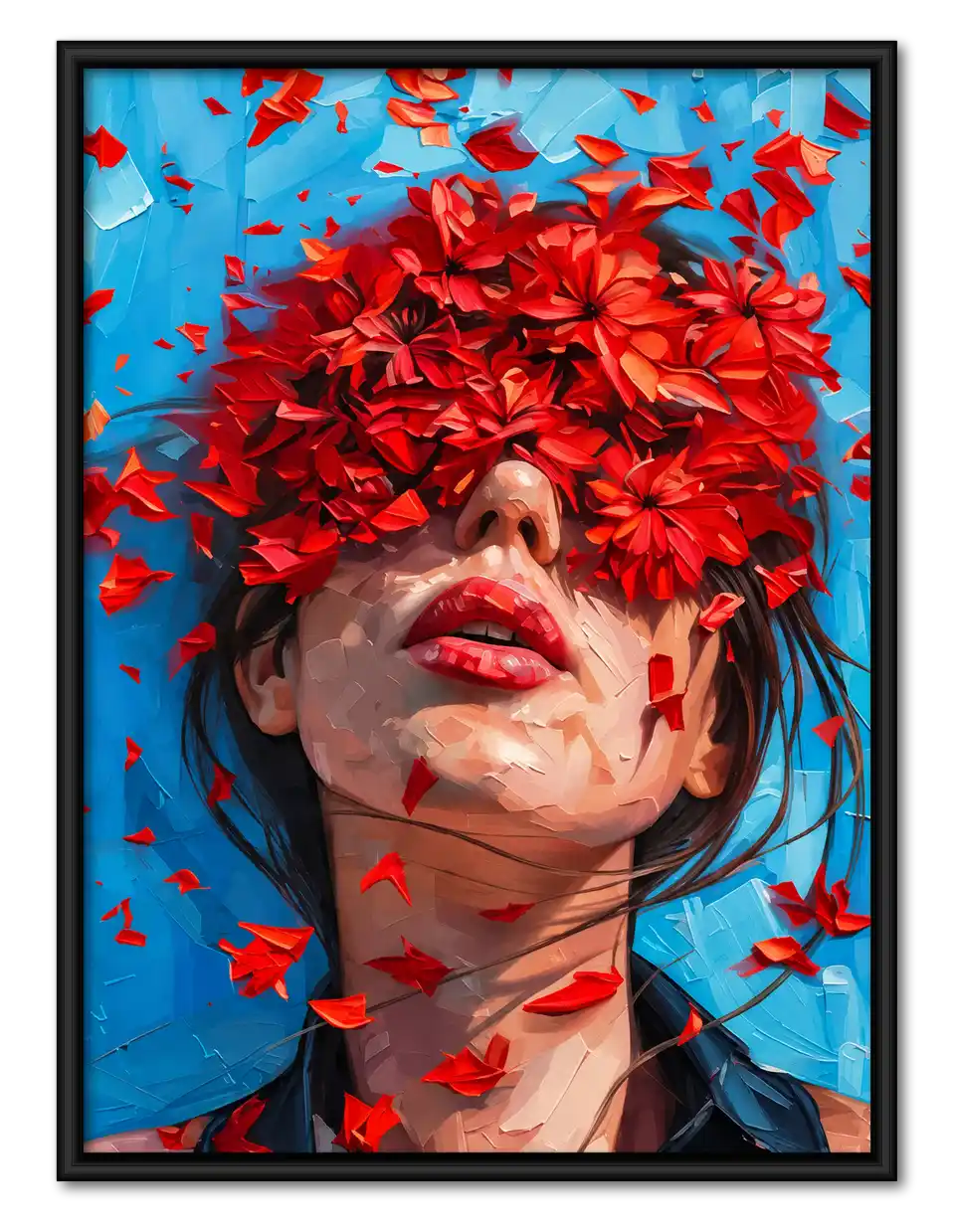 Woman Beneath Red Flower Burst Wall Art 1