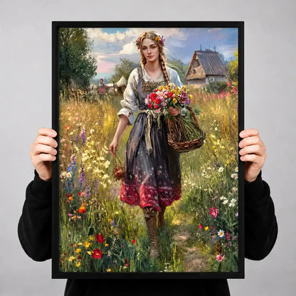 Woman Carrying Wildflower Bouquet Wall Art 3