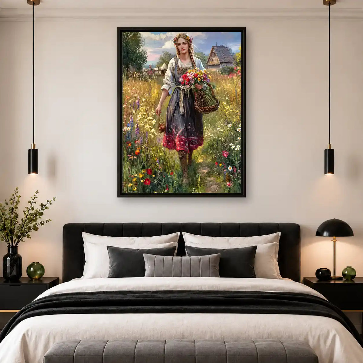 Woman Carrying Wildflower Bouquet Wall Art 4