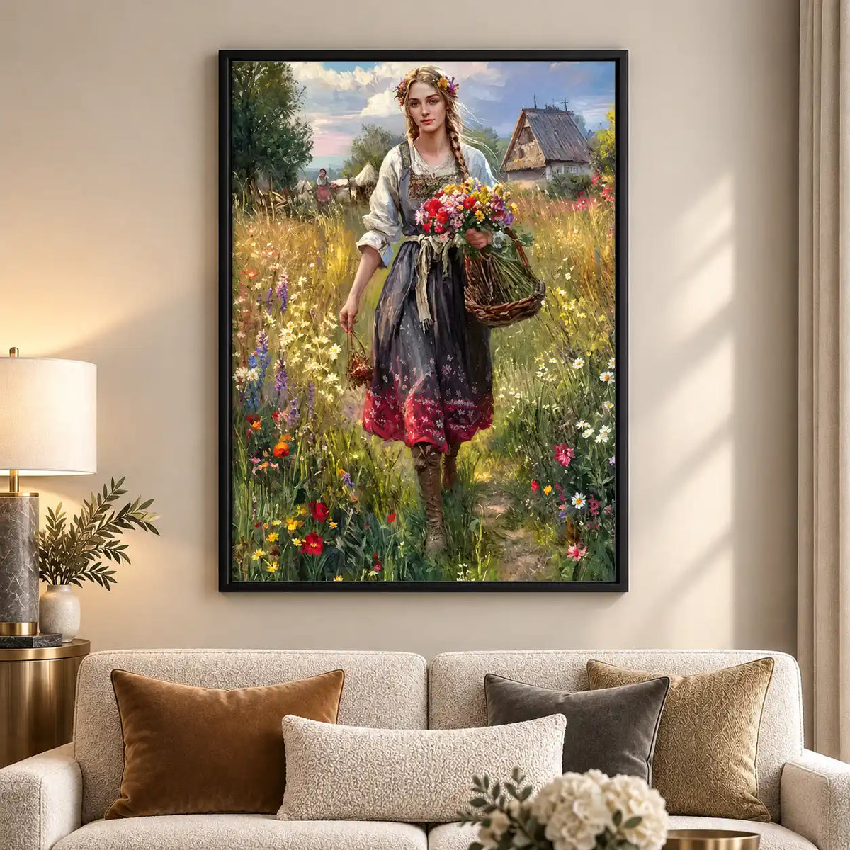 Woman Carrying Wildflower Bouquet Wall Art 5