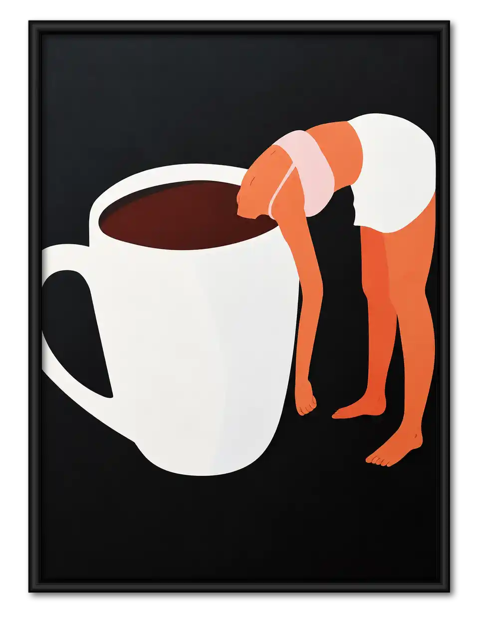 Woman Draped Over Coffee Mug Wall Art 1