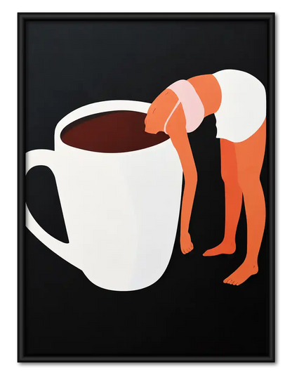 Woman Draped Over Coffee Mug Wall Art 1