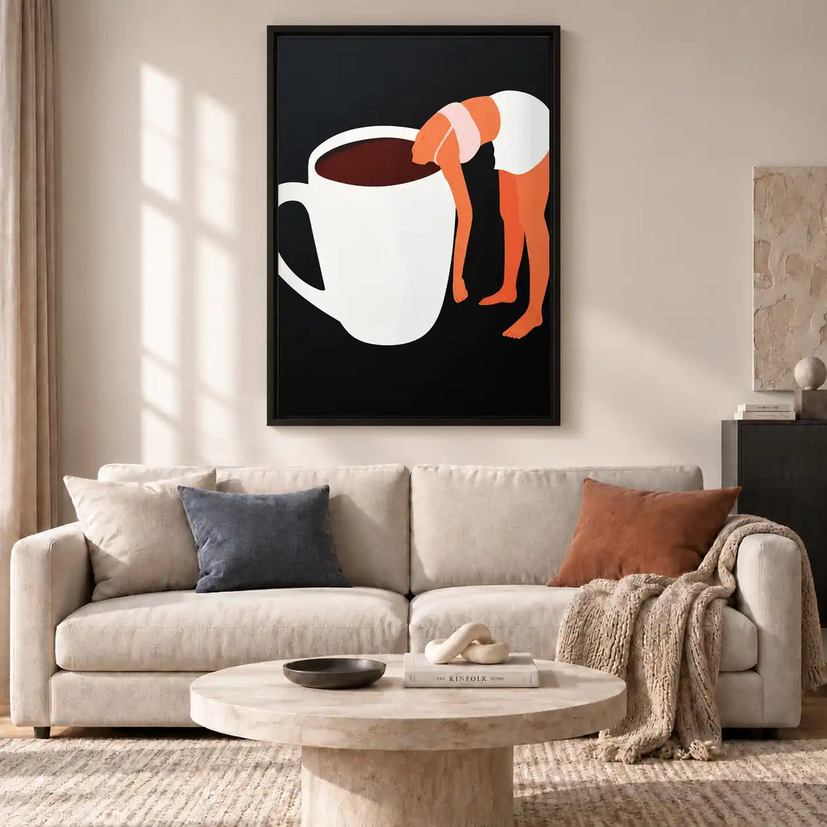 Woman Draped Over Coffee Mug Wall Art 2