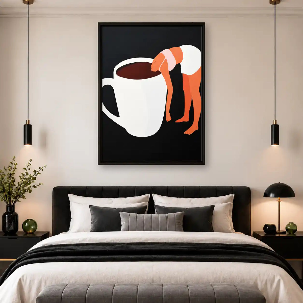 Woman Draped Over Coffee Mug Wall Art 4