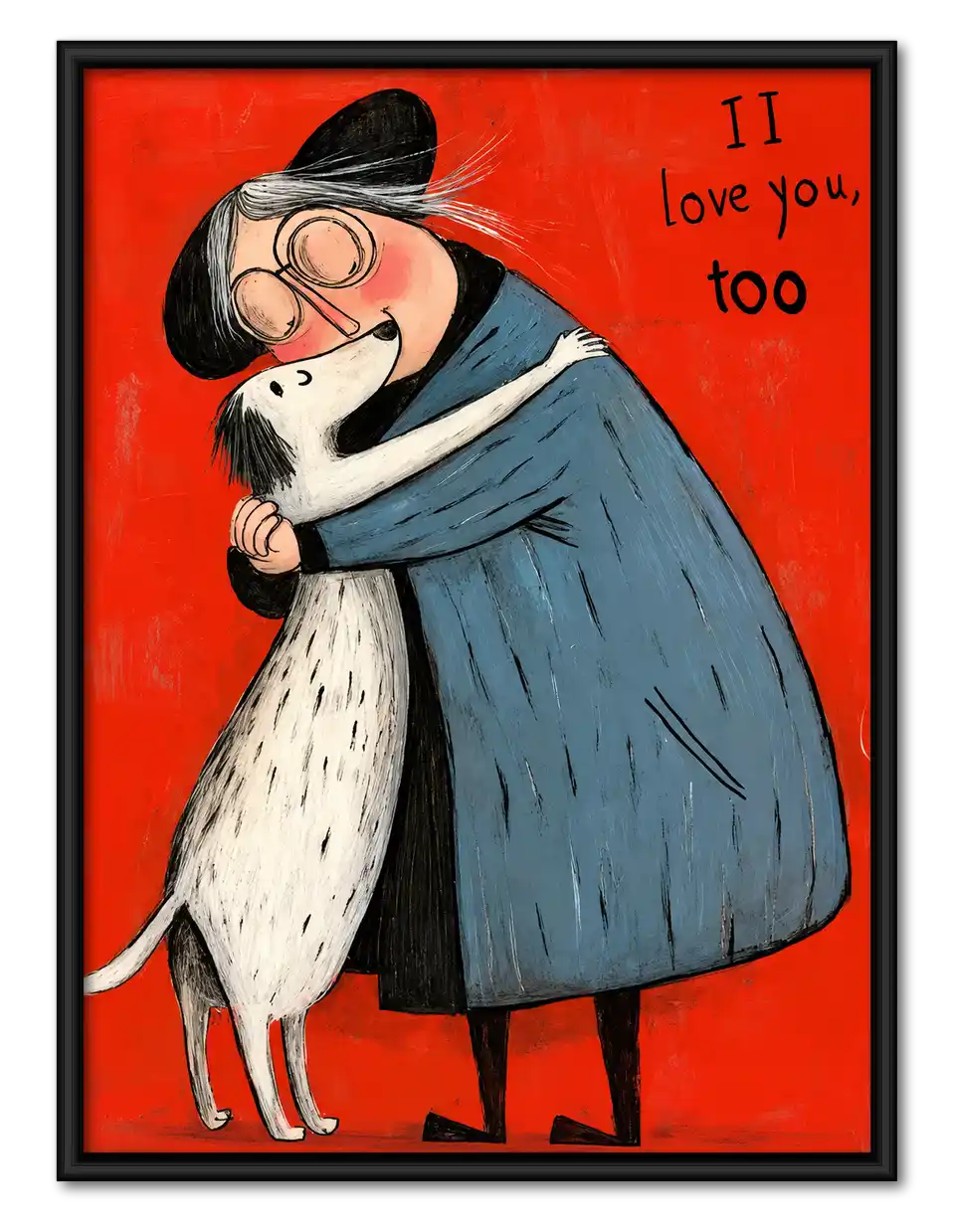 Woman Hugging Spotted Dog Wall Art 1