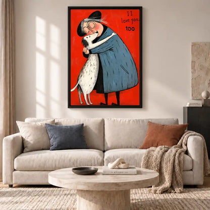 Woman Hugging Spotted Dog Wall Art 2