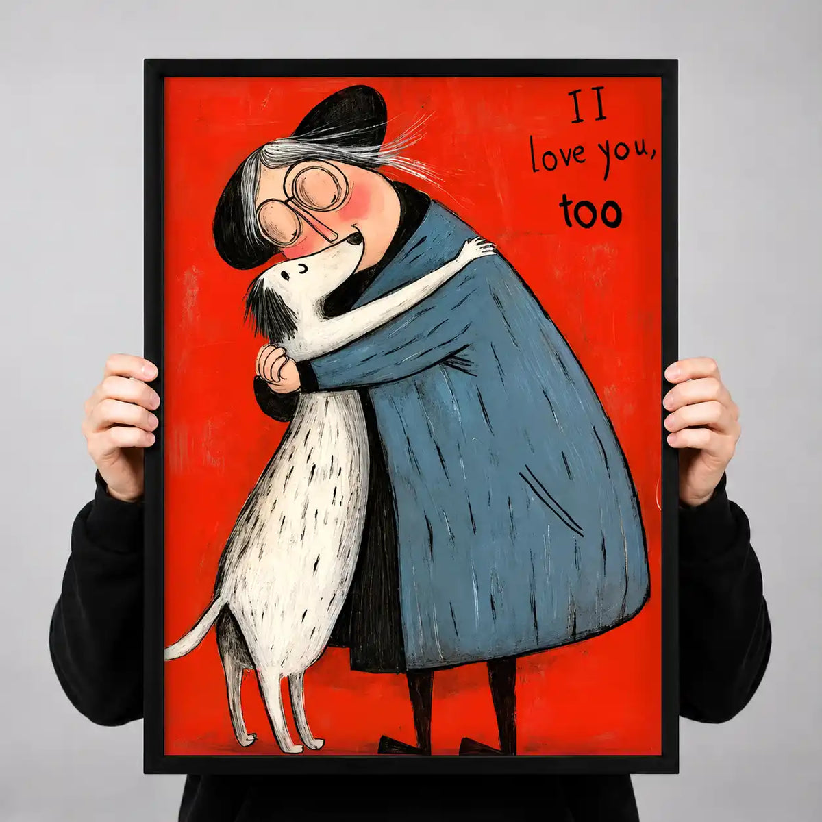 Woman Hugging Spotted Dog Wall Art 3