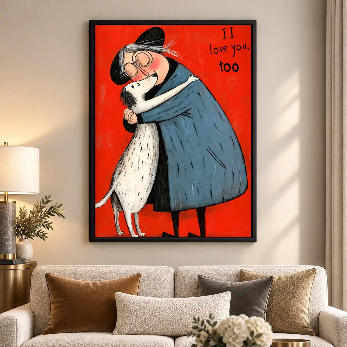 Woman Hugging Spotted Dog Wall Art 5