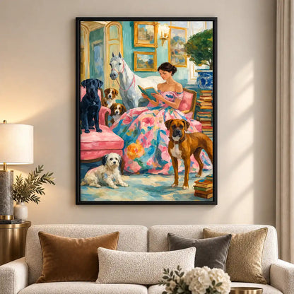 Woman Reading With Dogs Wall Art 5