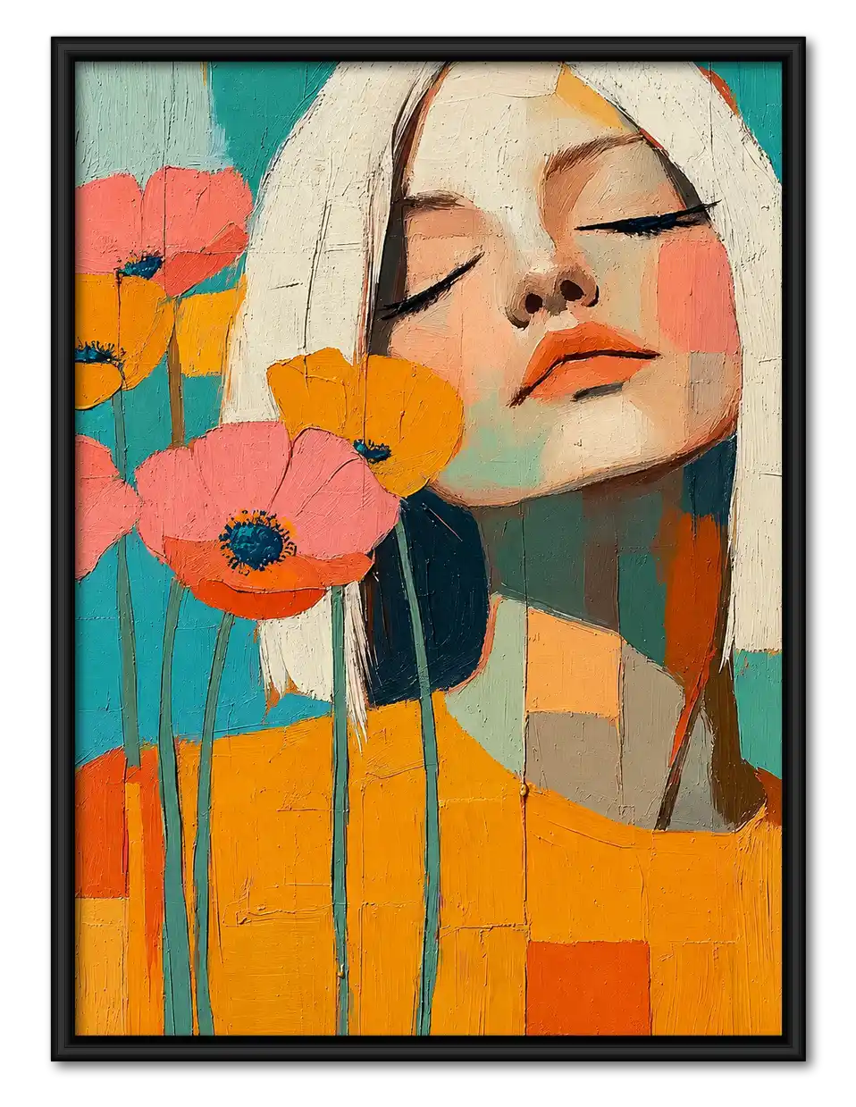 Woman With Poppies Abstract Wall Art 1