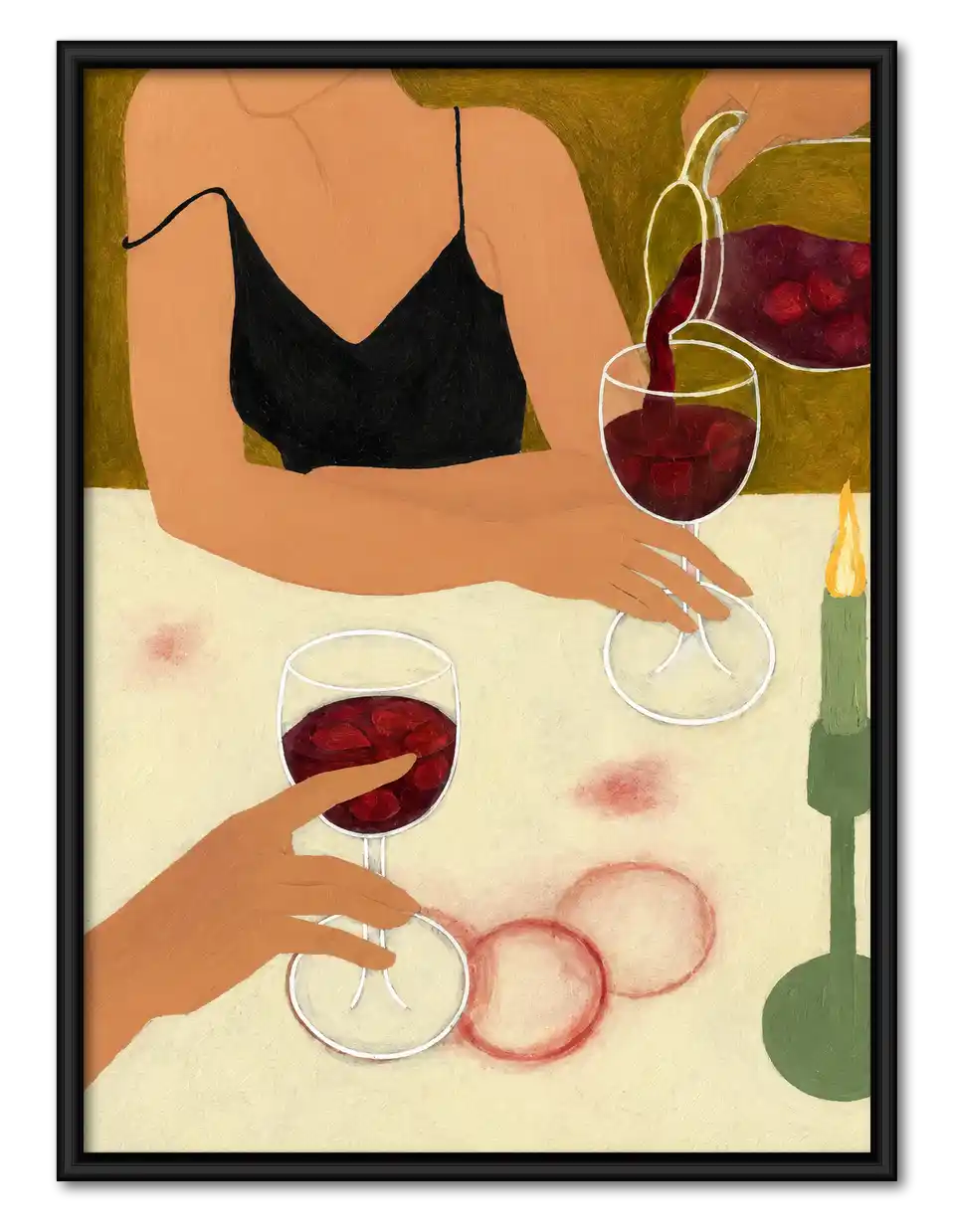Women Sharing Red Wine Wall Art 1