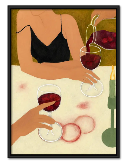 Women Sharing Red Wine Wall Art