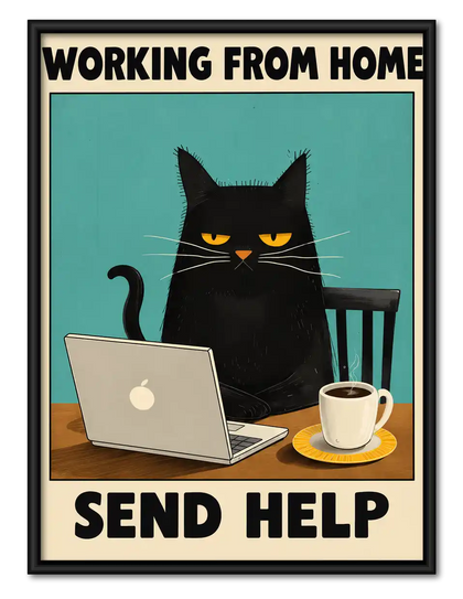 Working From Home Cat Wall Art