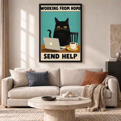 Working From Home Cat Wall Art 2