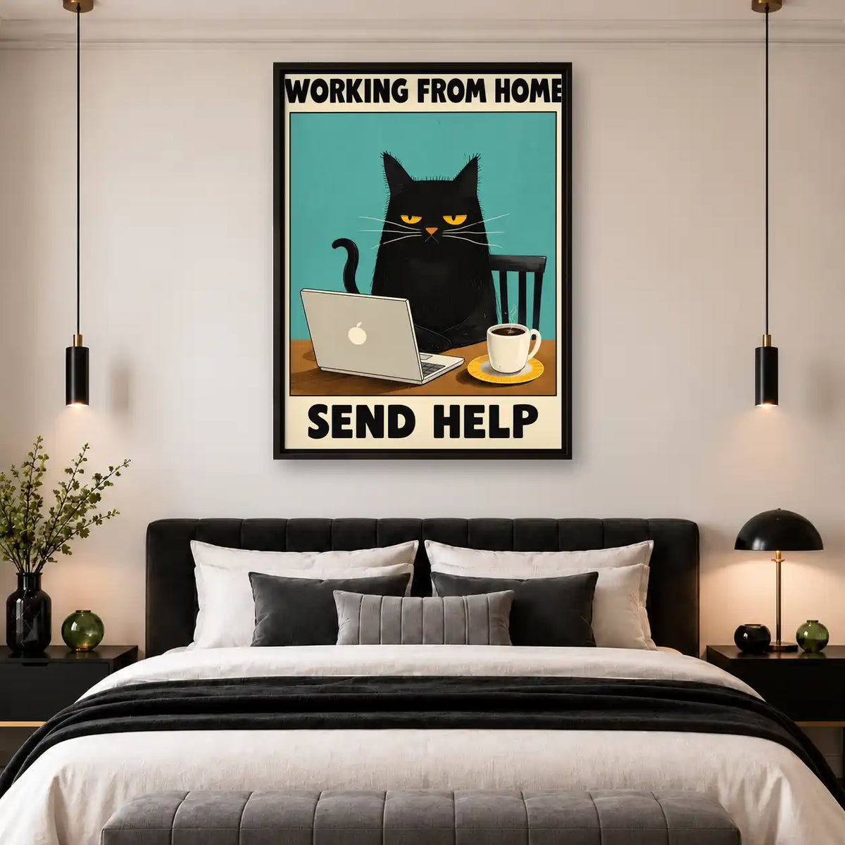 Working From Home Cat Wall Art 4