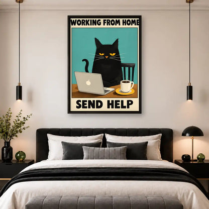 Working From Home Cat Wall Art 4