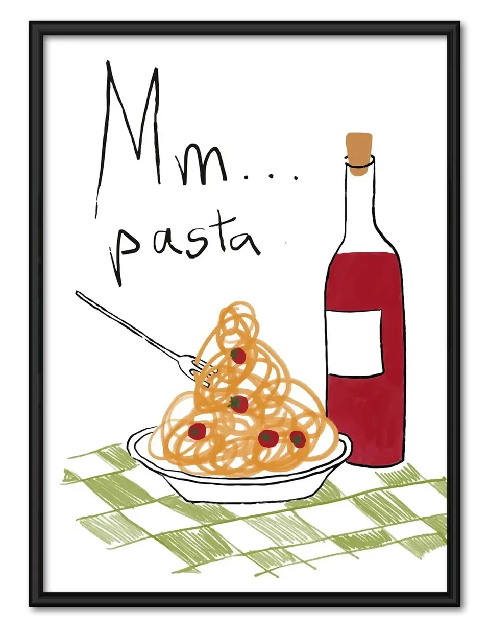Pasta and Wine Sketch Wall Art 1