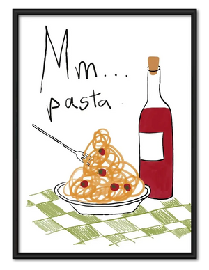 Pasta and Wine Sketch Wall Art