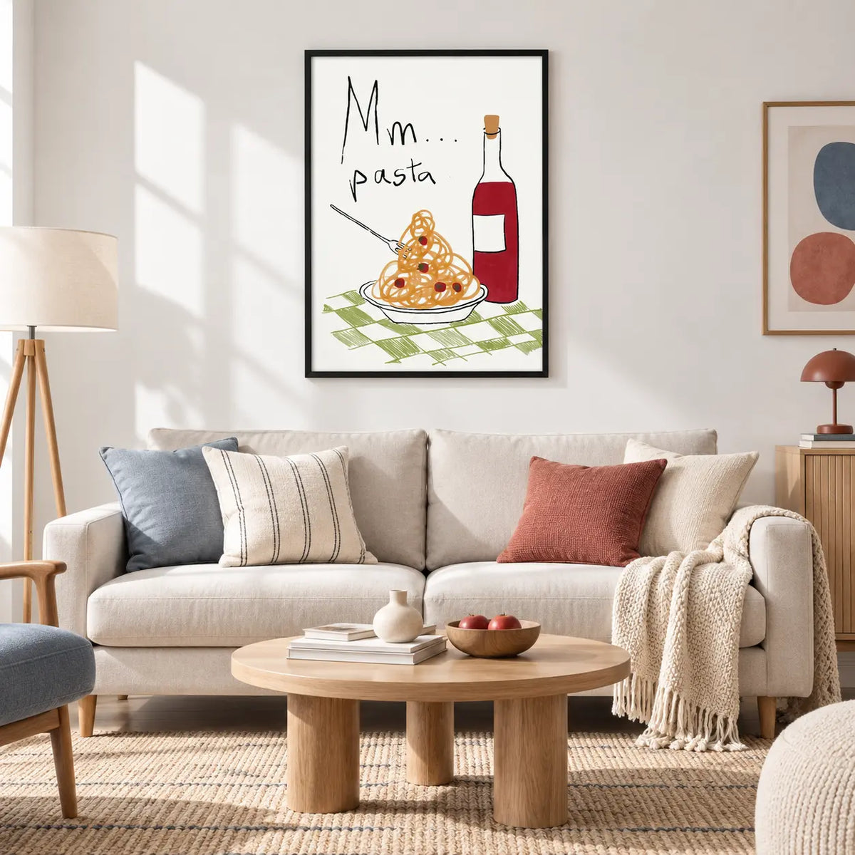 Pasta and Wine Sketch Wall Art 2