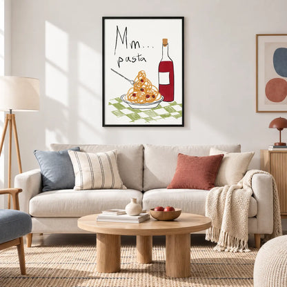 Pasta and Wine Sketch Wall Art 2