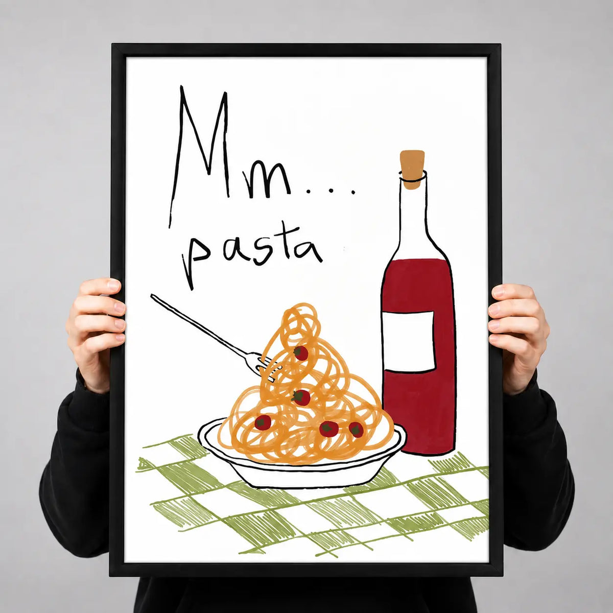 Pasta and Wine Sketch Wall Art 3