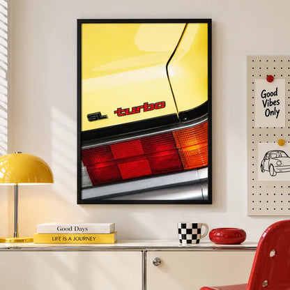Vintage Yellow Sports Car Detail Wall Art 3