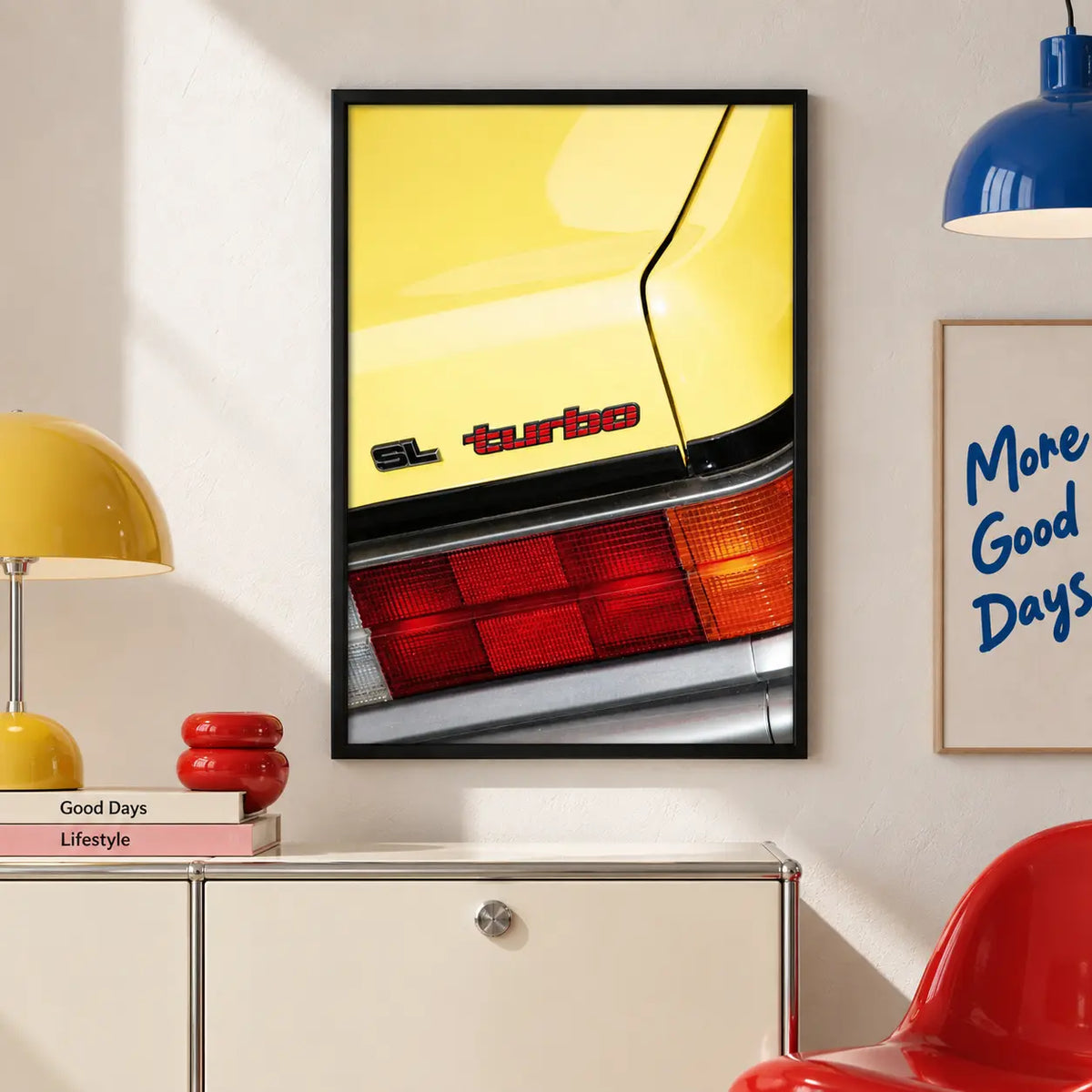 Vintage Yellow Sports Car Detail Wall Art 5