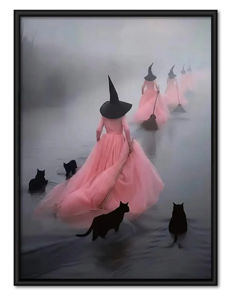 Witch Cat Fantasy Mist Wall Art 1