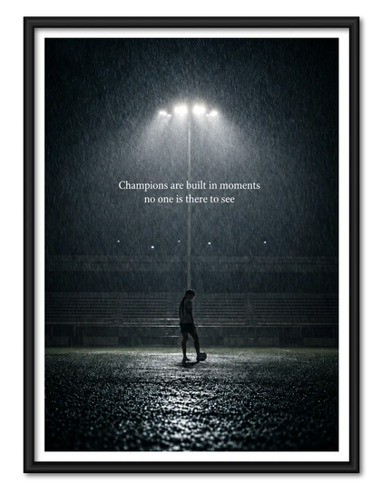 Champions Rainy Football Motivation Wall Art