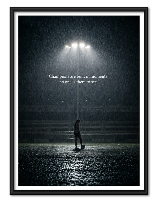 Champions Rainy Football Motivation Wall Art