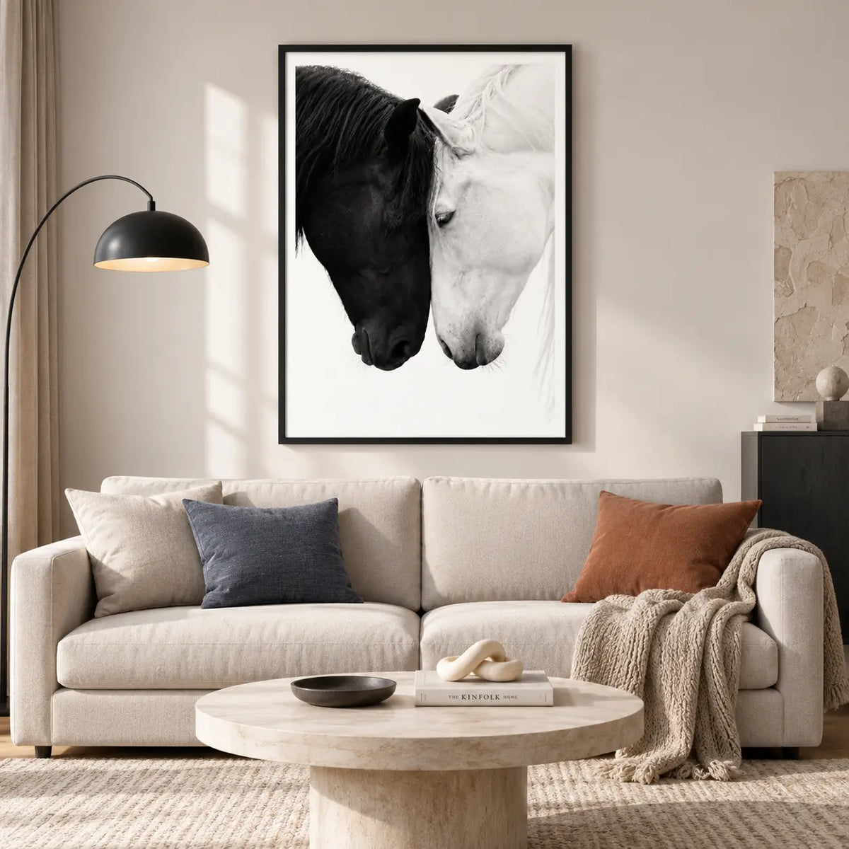 Black and White Horse Harmony Wall Art 2