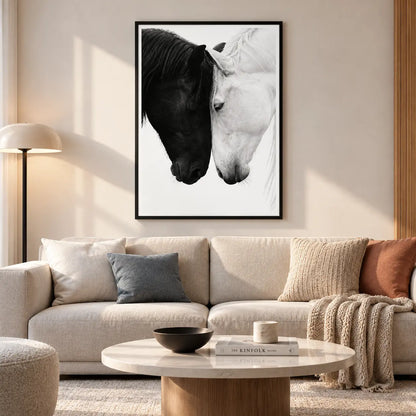 Black and White Horse Harmony Wall Art 4