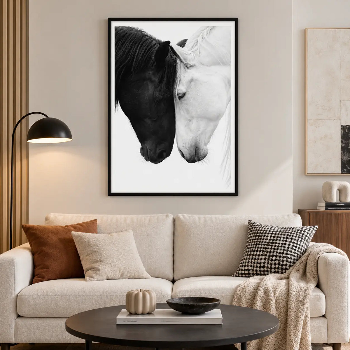 Black and White Horse Harmony Wall Art 5