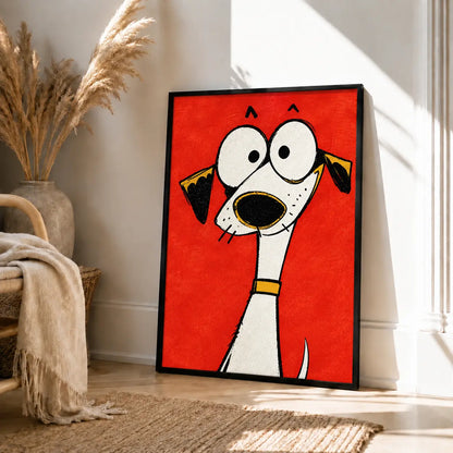 Mini Cartoon Dog in Tiny Gold Frame