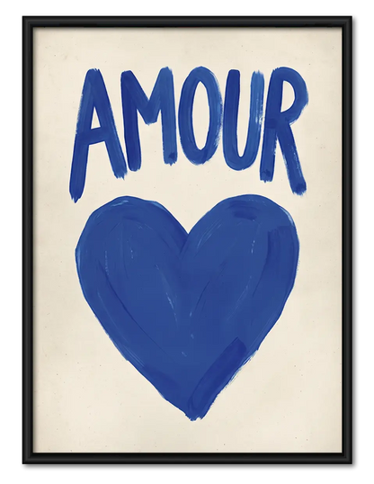 Blue Amour Heart Minimal Wall Art 1