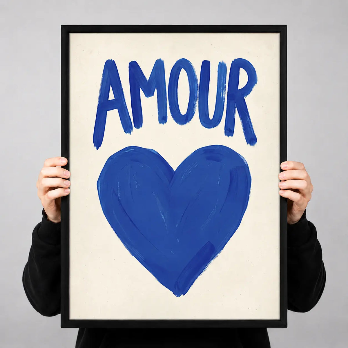 Blue Amour Heart Minimal Wall Art 3