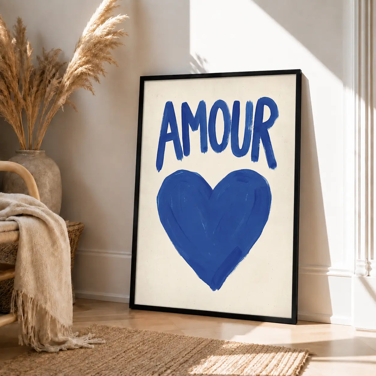 Blue Amour Heart Minimal Wall Art 4