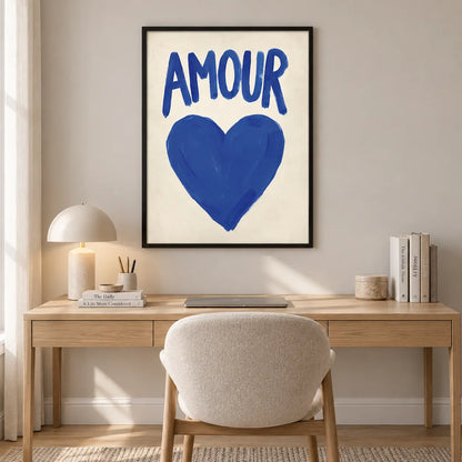 Blue Amour Heart Minimal Wall Art 5